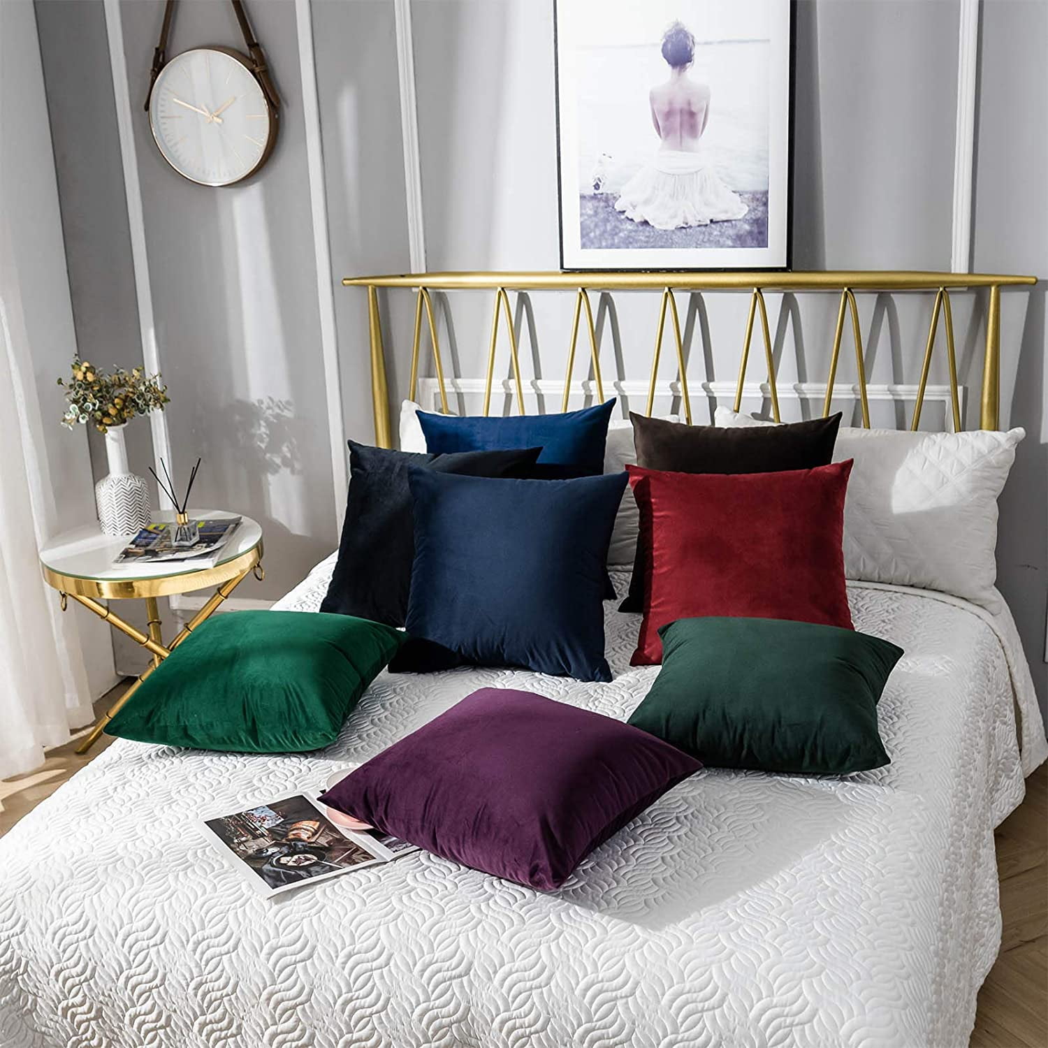 HTOOQ Eggplant Purple Throw Pillow Covers Pack of 2 Velvet Pillow Covers for Sofa Couch Bed Decorative Super Soft Throw Pillow Cases 24x24 Inches Walmart