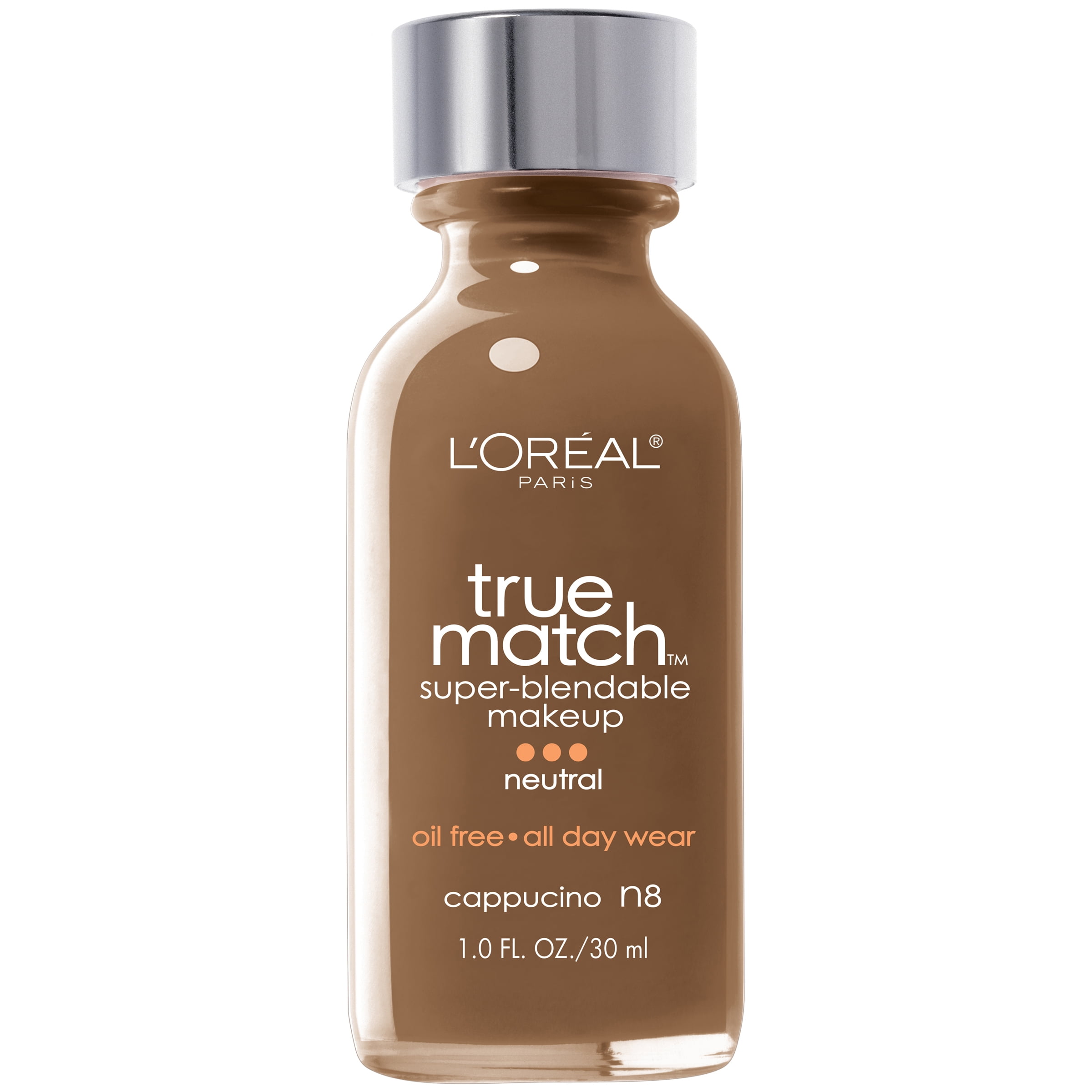 L'Oreal Paris True Match Liquid Foundation Makeup, N8 Cappuccino, 1 fl oz - Old Version