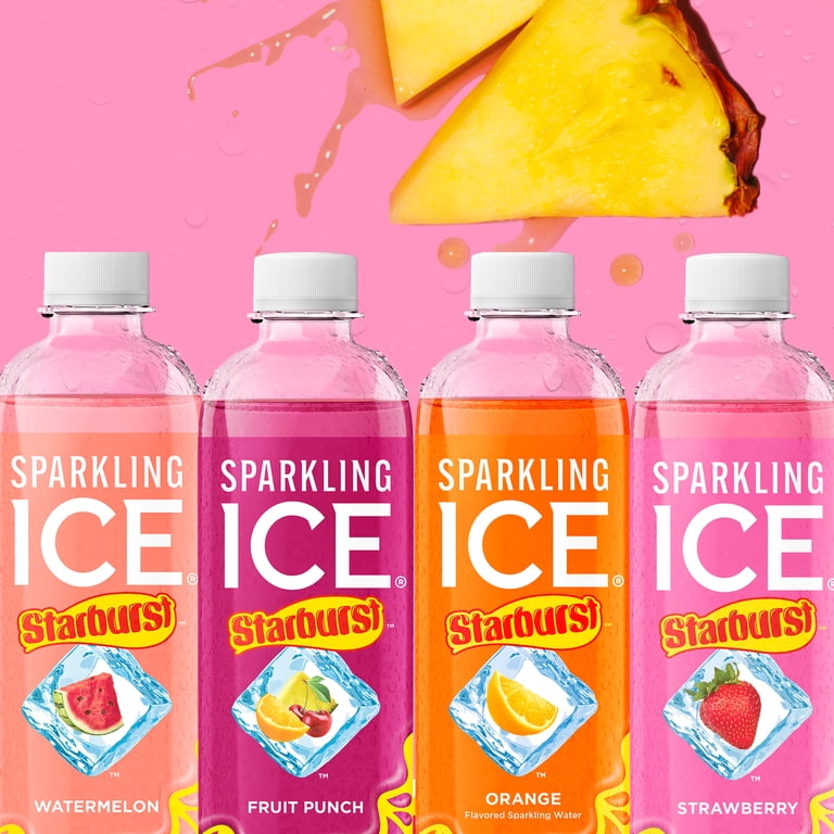 Sparkling Ice Starburst Fruit Punch, Zero Sugar Flavored Sparkling Water, with Vitamins and Antioxidants, Low Calorie Beverage, 17 fl oz Bottles