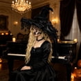 thumbnail image 4 of Dalxymotic Halloween Witch Hat, 18.1 Inch Bow Accent Hat, Halloween Decorations Indoor Outdoor, Fall Decor Spooky Season Hat, Witch Hat Gift for Women, Halloween Party, Home, Mantel, 4 of 6