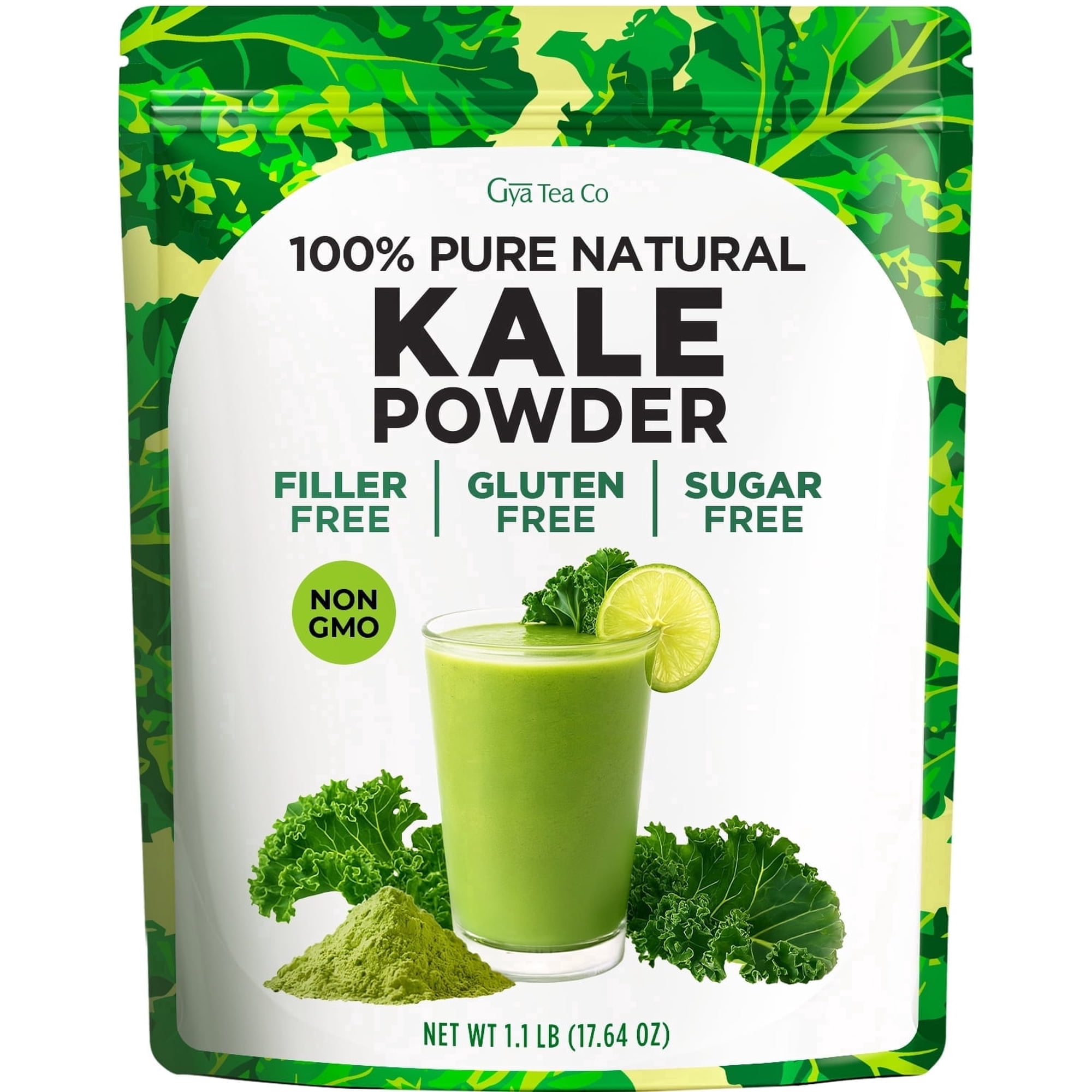 Gya Tea Co Kale Powder - 1.1 lb (17.64 oz) - Natural Greens Superfood Gluten Free Vegan Friendly 1-Count 500g