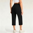 thumbnail image 4 of LEAVINGSUO Capris Pants for Women With Elastic Waist Women's Casual High-Waisted Pocket Cropped Pants Black S, 4 of 7