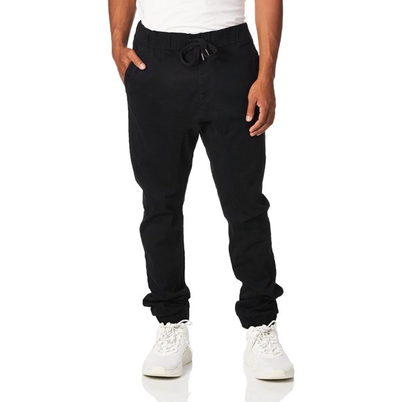 WT02 Pantalon de Jogging en Sergé pour Hommes, Noir-A, Moyen