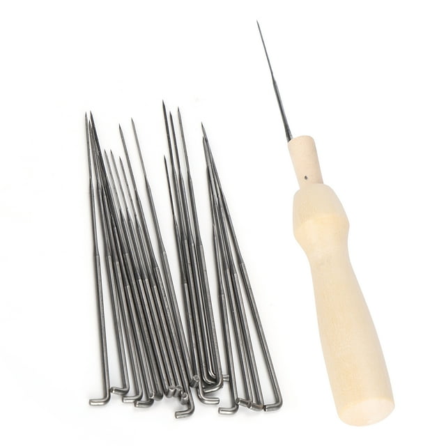 Kit de herramientas para fieltro de lana Bling Bling 18 agujas Acero inoxidable madera