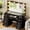 Transparent/Black, variant on White 43.3 Inch Large Makeup Vanity Desk With Lighted Mirror 9 Drawers Power Outlet For Bedroom