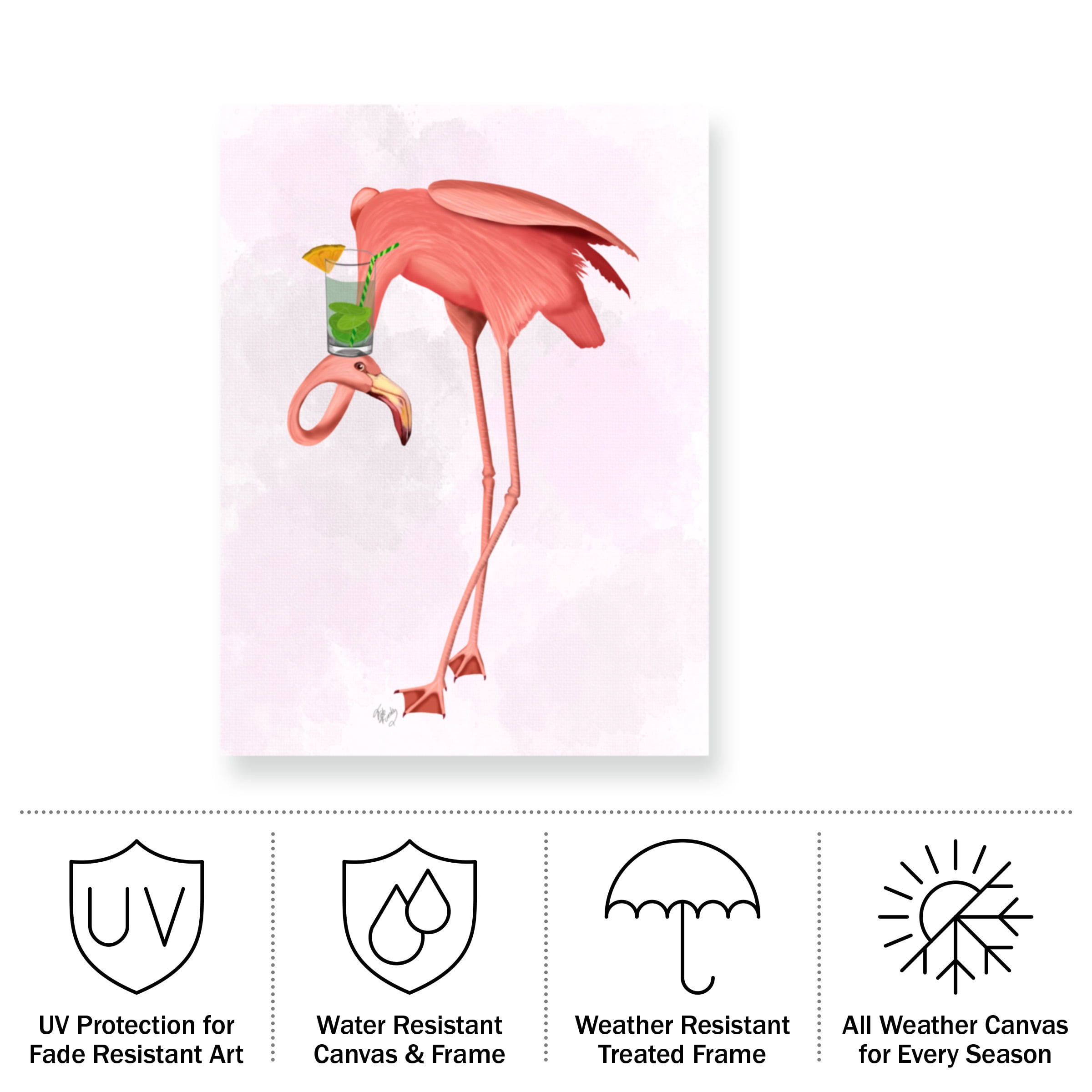 Fab Funky 'Flamingo and Cocktail 1' Outdoor Canvas
