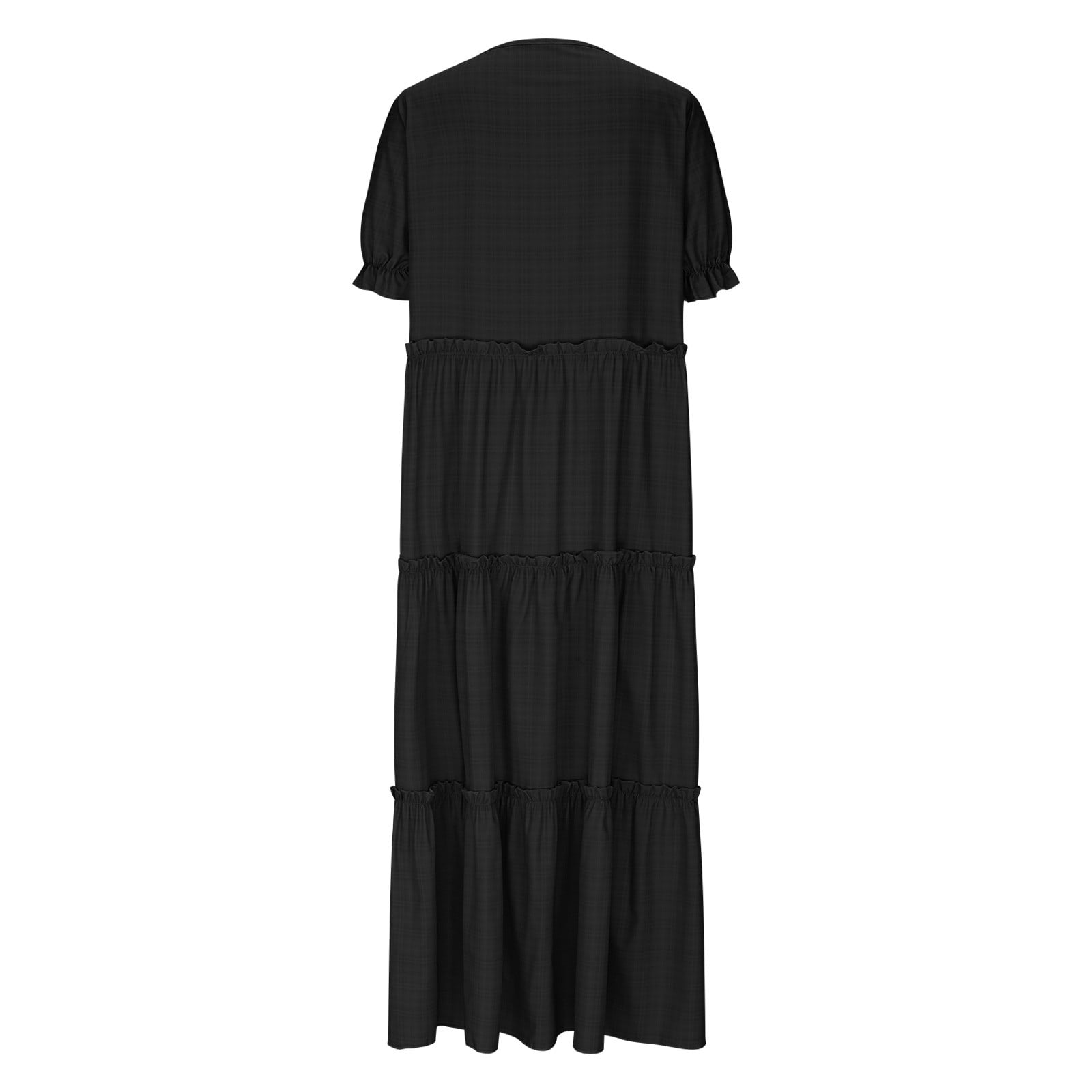 Hvot&aat Women Summer Casual Bohemian Floral Dresses Puff Short Sleeve Tiered Ruffle Flowy Swing Dress