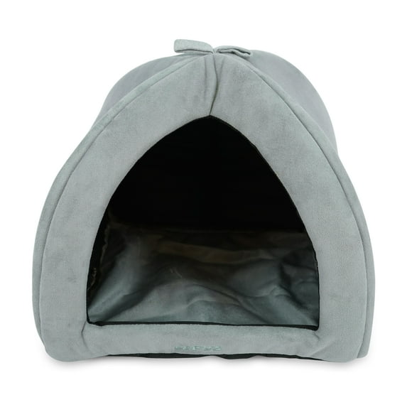 SUSSEXHOME Pets 16.6 x 16.5 x 16.5 Inches Washable Pet Tent Bed - Cozy Covered Medium Cat Bed and Dog Igloo Bed - Dog Cave Bed and Cat House for Indoor Cats - GRAY