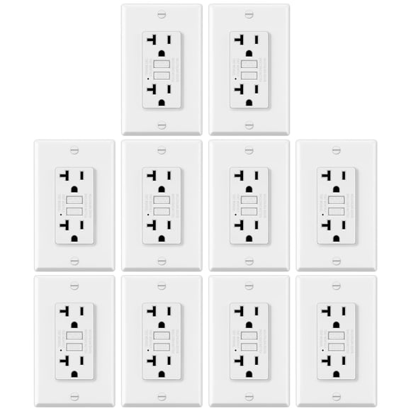 GFCI Outlets ELECTECK 20A, paquete de 10 unidades, no es resistente a manipulaciones, color blanco