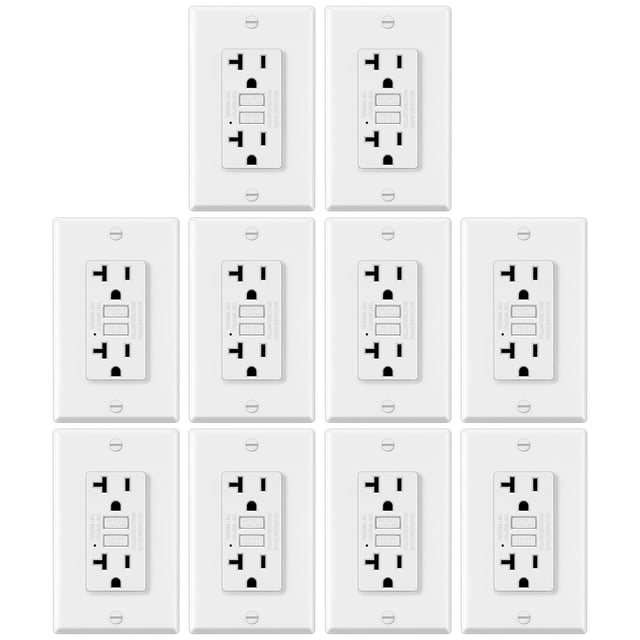 GFCI Outlets ELECTECK 20A, paquete de 10 unidades, no es resistente a manipulaciones, color blanco