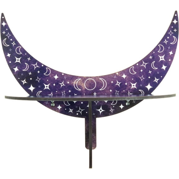 Standish House Handmade 3 Moon Shelf for Stones and Crystal Display - Large Wood Accent Altar Shelf with Stars - Crescent Moon Phase Wall Decor - Enchanting Crystal Display Shelf - Gothic Home Décor