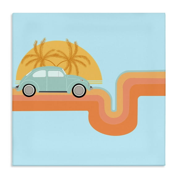 Stupell Industries Retro Tropical Cruisin' Transportation Painting Wrapped Canvas Art Print Wall Art, 17 x 17