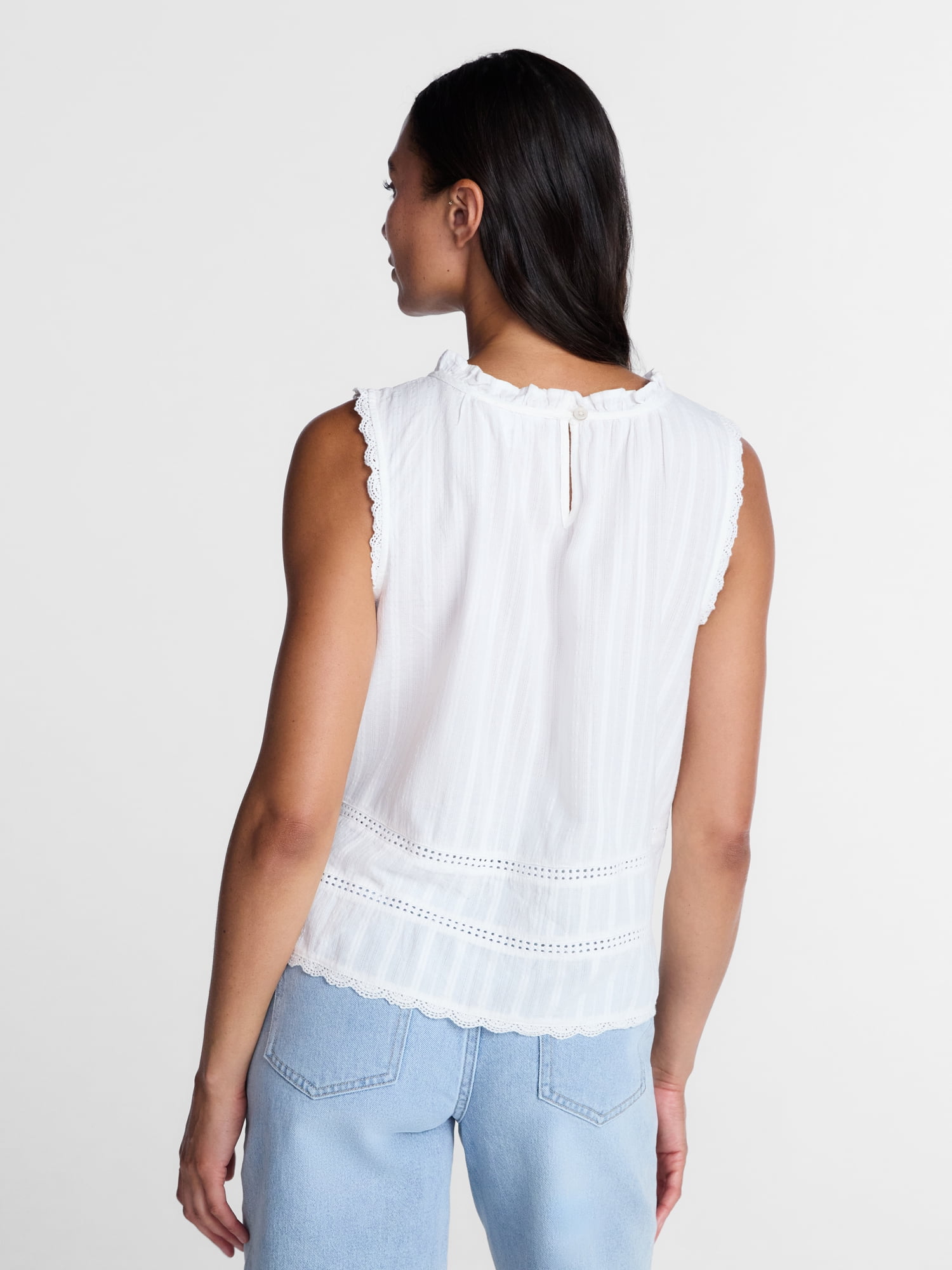 Time and Tru Women's Flowy Lace Inset Tank , Sizes XS-XXXL