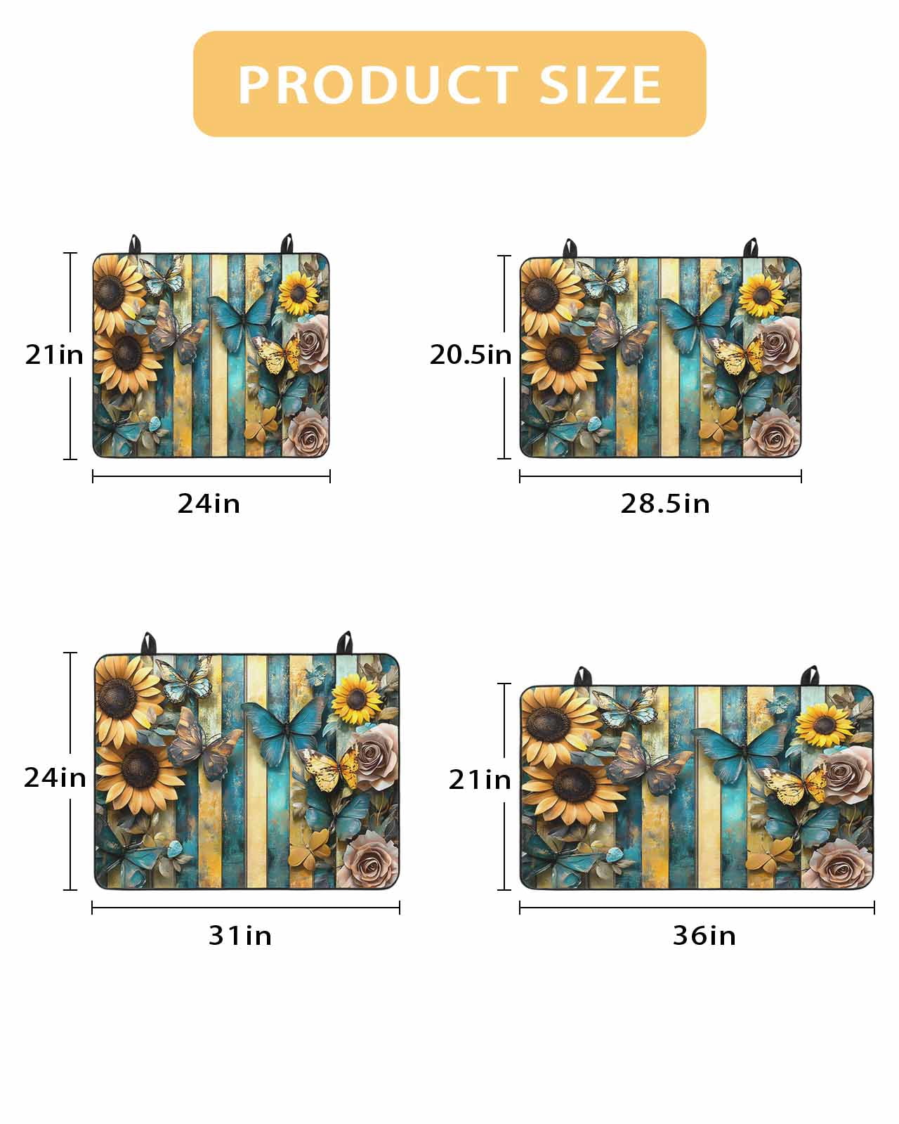 nqOlkjepod Large Induction Cooktop Protector Mat 24"x21", Butterfly Flower Stove Top Covers for Electric Stove, Yellow Teal Vertical Striped Vintage Stove Burner Cover Mats, Glass Top Stove Cover