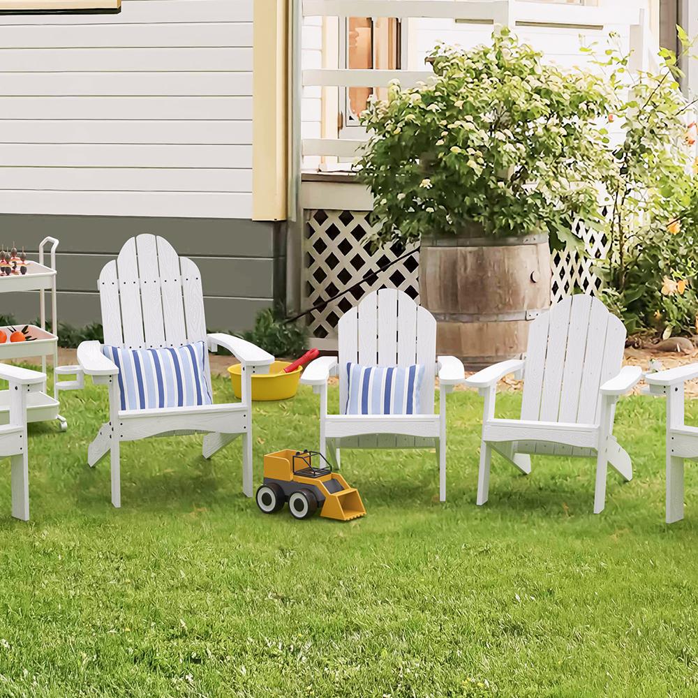 Dycanpo 15.6'' Kids Adirondack Chair, Toddler Outdoor Patio Chair for Backyard, HDPS - White