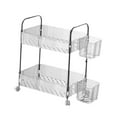 thumbnail image 3 of Estante organizador de almacenamiento rodante con ruedas, estantes de almacenamiento para sala de estar, cocina, carrito de soporte de oficina de 2 con 2 cestas, 3 of 9