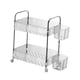thumbnail image 3 of Carro organizador de almacenamiento rodante con ruedas, carro de cocina de 2 niveles con ruedas, soporte para sala de estar, carro utilitario móvil con 2 cestas, 3 of 9