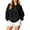 A Black, variant on Women Sweatshirt Dqueduo Women's Long-Sleeve Solid Color Casual Loungewear Top – Drop Shoulders & Half-Zip Collar Blue XL