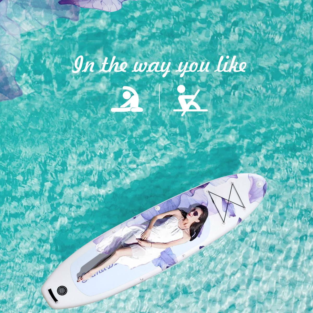 SamaDally 10.6' Inflatable Stand Up Paddle Boards, 32" Paddle Board of All Skill Levels with Complete Inflatble SUP Accessories, Hand Pump, Waterproof Bag, Removable Fin, Leash (Purple Flower)