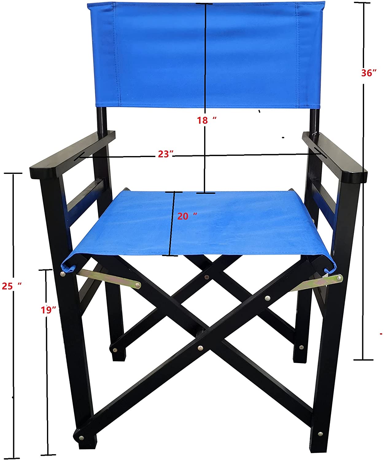 VIRUBI 2 pcs/Set-Wooden Folding Director Chair, Outdoor Folding Wood Chair/Canvas Folding Chair for Balcony, Courtyard, Fishing, Camping (Blue) - image 2 of 5
