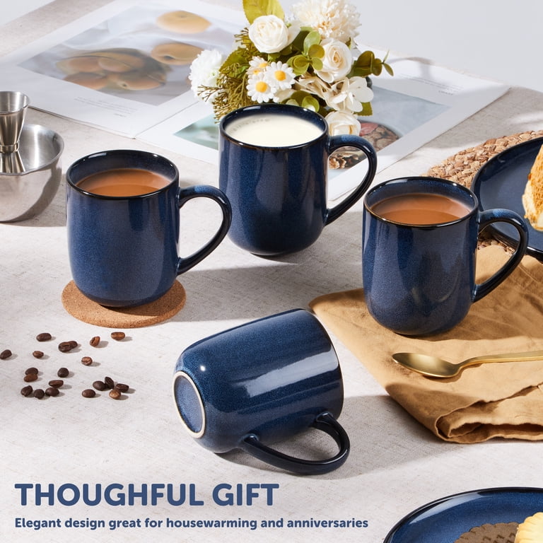 Vesteel Coffee Mug Set of 4, Ceramic Coffee Cups with Handles, 14oz Handmade Reactive Glaze Mugs Set for Coffee Tea Milk, Mug Gifts for Home Office