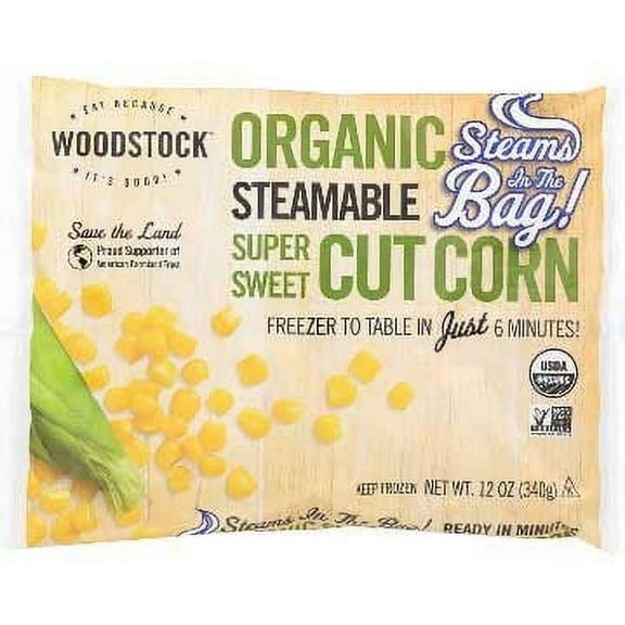 Woodstock Farms Organic Steamable Cut Corn, 12 Ounce -- 12 per case.