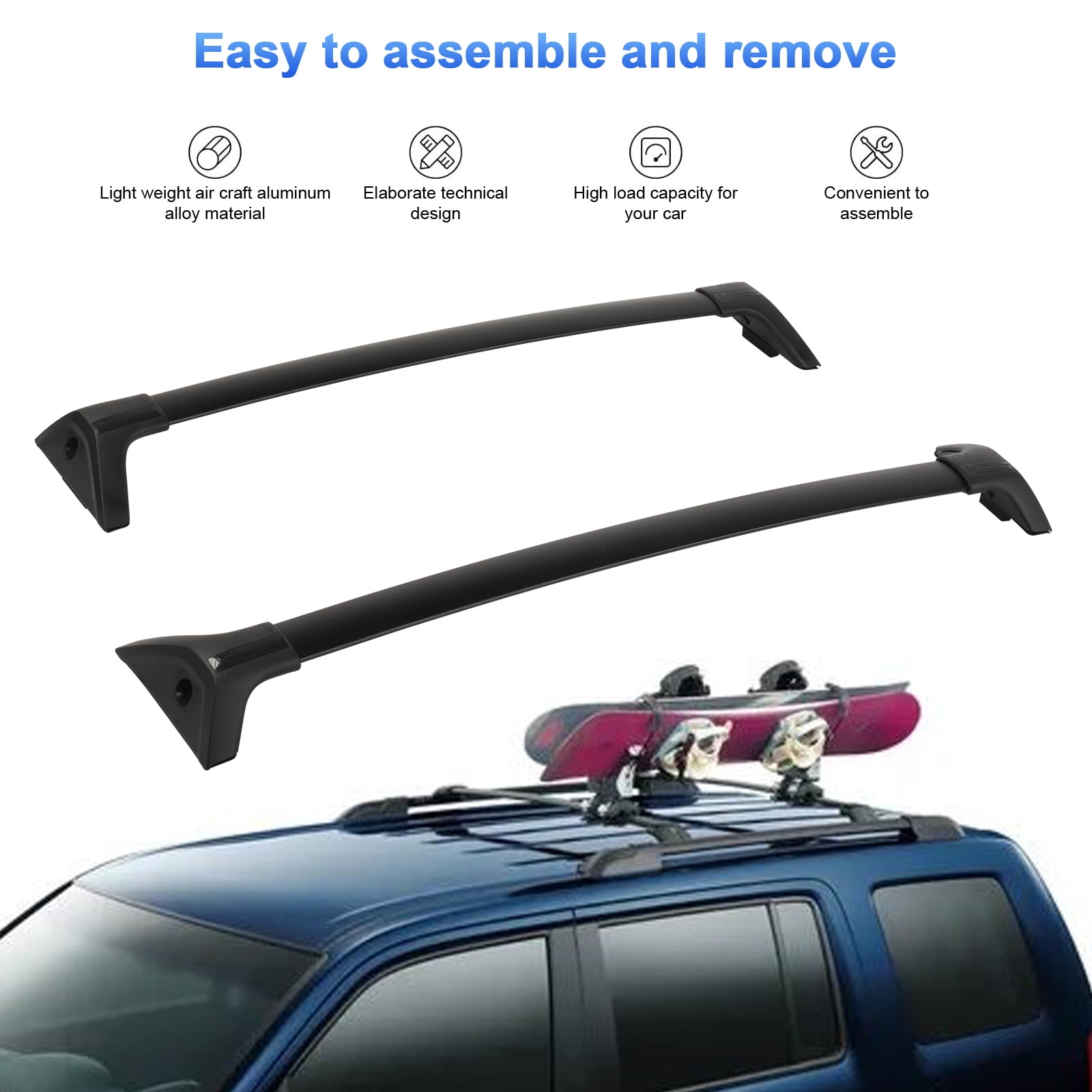 Richeer Aluminum Roof Rack Cross Bars For 2019-2024 Toyota RAV4 - 260LB Load Capacity - View #6