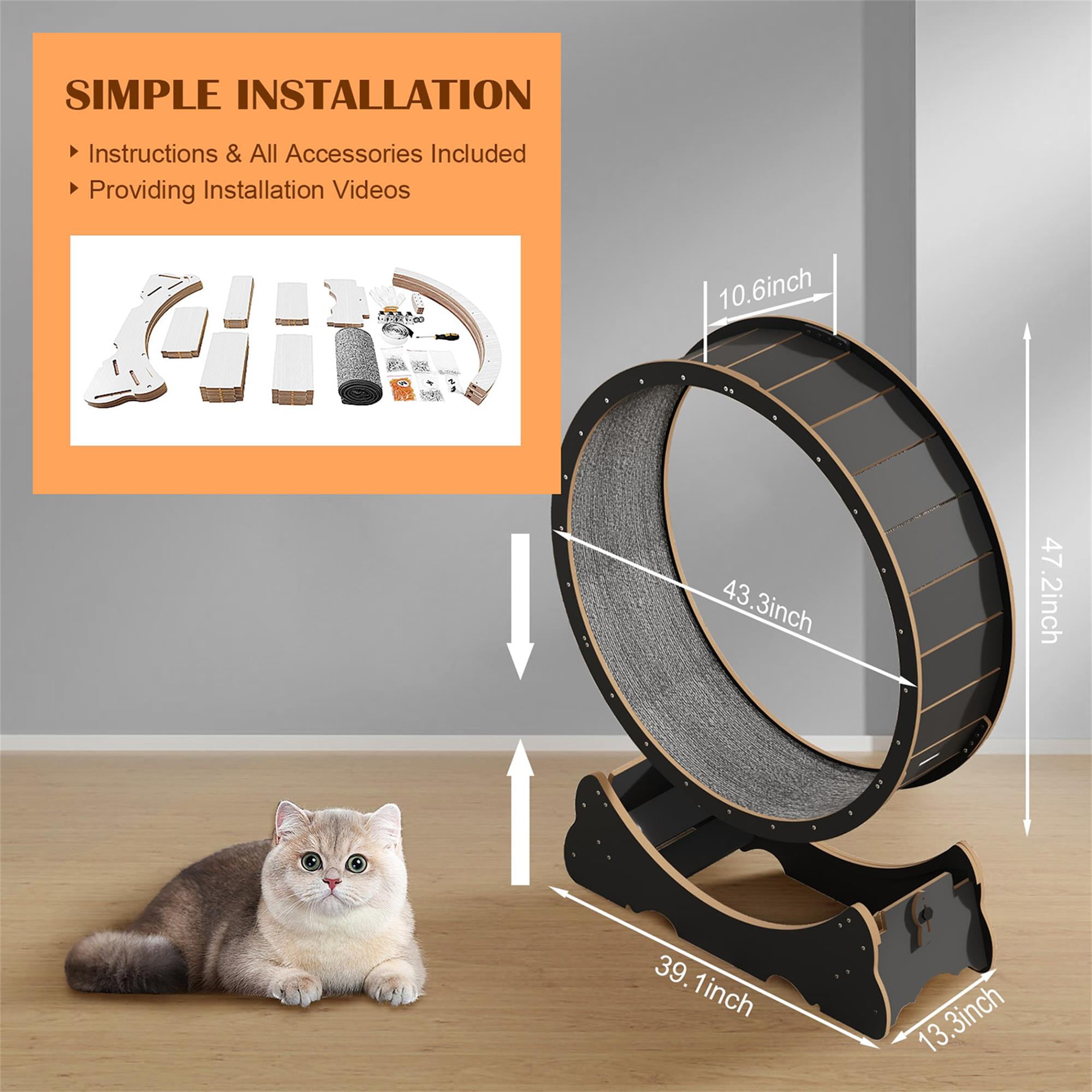 Kadyn 45" Cat Exercise Wheel for Indoor Cats, Large Cat Running Wheels, Cat Treadmill Wheel with Locking Mechanism for Cat's Healthy, Black Kadyn 45" Cat Exercise Wheel for Indoor Cats, Large Cat Running Wheels, Cat Treadmill Wheel with Locking Mechanism for Cat's Healthy, Black