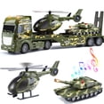 thumbnail image 2 of JoyStone 3 in 1 Green Military Big Truck Toys, Military Transport Truck Toy with Helicoper and Tank, Gift for 3+ Kids, 2 of 9