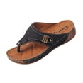 thumbnail image 2 of Miluxas Wedge Sandals for Women Summer Casual T Straps Clip Toe Flip Flops Lightweight Comfortable Ladies Beach Shoes Slides Black 7.5(40), 2 of 9