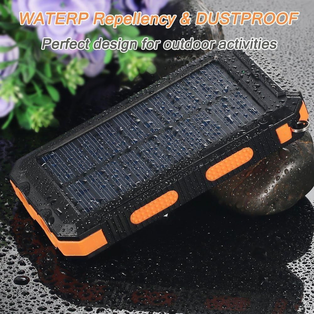 Solar Charger, 38800mAh Portable Type-C Solar Power Bank for All Cellphones, Waterproof Battery Pack, Outdoor External Backup Power Charger Three Outputs/LED Flashlights, Perfect for Camping Travel