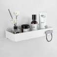 thumbnail image 1 of White Self-Stick Shower Shelf - No-Drill Floating Tile Organizer for Bathroom, Strong Adhesive Plastic Storage Solution, 1 of 5