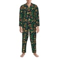thumbnail image 3 of Fotbe Hawaiian Tribal Mask Pattern Long Sleeve Pajama Set for Men,Sleepwear Set,2-piece Loungewear Set,Soft PJs Comfy Nightwear with Pockets-Medium, 3 of 7