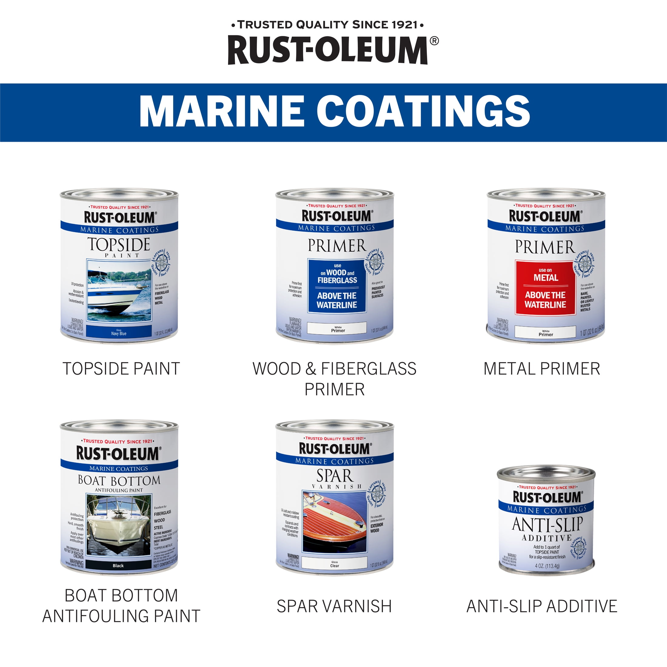 White, Rust-Oleum Marine Coatings Wood & Fiberglass Primer-396969, 1 qt