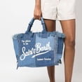 thumbnail image 2 of Bolso de mano de lona vaquera con estampado de letras de moda europea y americana, bolso de hombro con borlas de gran capacidad para mujer, 2 of 5