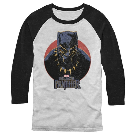 Men's Marvel Black Panther Retro Baseball Graphic Tee White/Black Medium