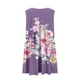 thumbnail image 5 of MIUOWANP Breathable A-Line Sleeveless V-Neck Dress for Women with Loose Pleats Daily Floral Print Casual Dress Size S(4)Purple, 5 of 5