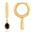 thumbnail image 1 of 18K Gold Plated Sterling Silver Color CZ Teardrop Huggie Hoop Earrings, 1 of 6