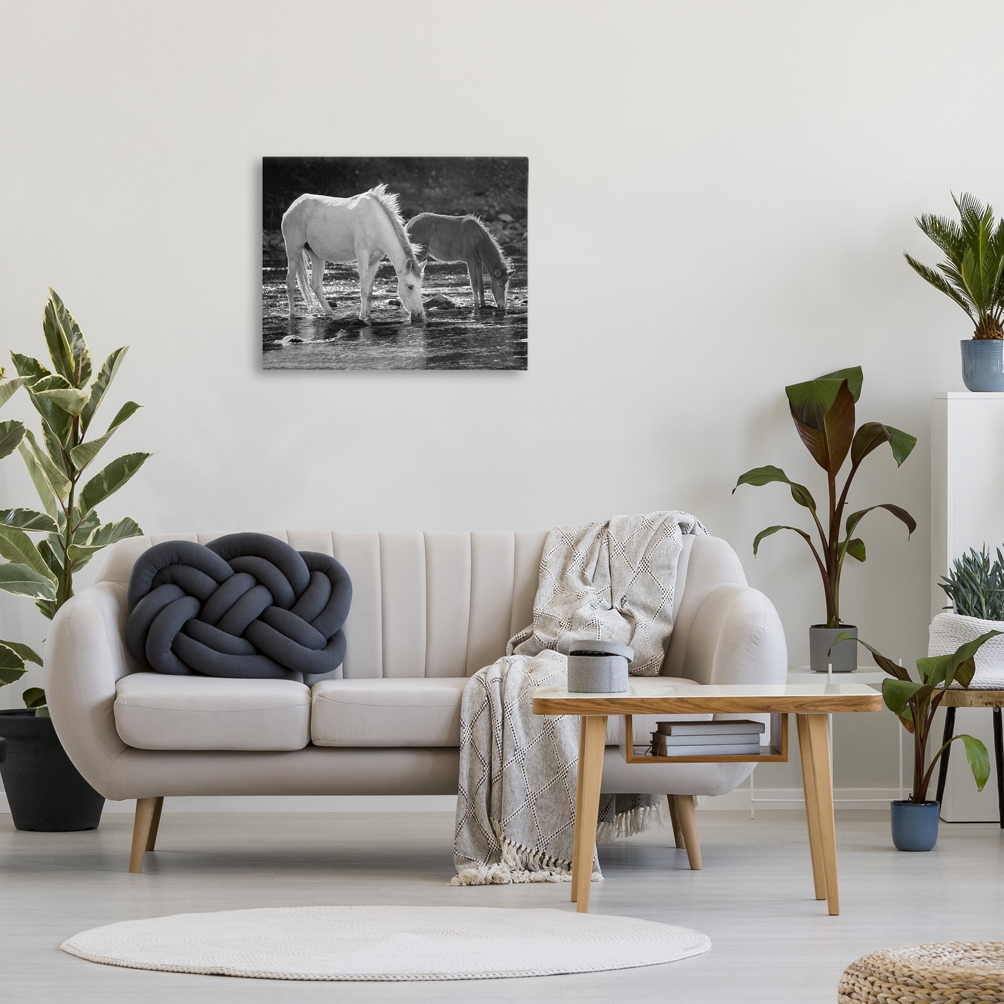 Stupell Industries Horses Drinking at Stream Animals & Insects Photography Gallery Wrapped Canvas Art Print Wall Art, 30 x 24