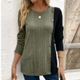 thumbnail image 3 of GigrtiJin Tunic Tops for Womens Dressy Casual Color Contrast Long Sleeve Blouse Crew Neck Streetwear T Shirts, 3 of 6