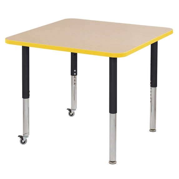 ECR4Kids 36in x 36in Square Everyday T-Mold Adjustable Activity Table Maple/Yellow/Black - Super Leg