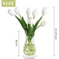 thumbnail image 4 of 10PCS Faux Flowers with Vase, Faux Silk Tulip Flower Artificial Flowers Bouquet in Glass Vase, Faux Flower Arrangement with Vase for Home Office Decoration, Dining Table Centerpiece Fake Tulips, 4 of 5