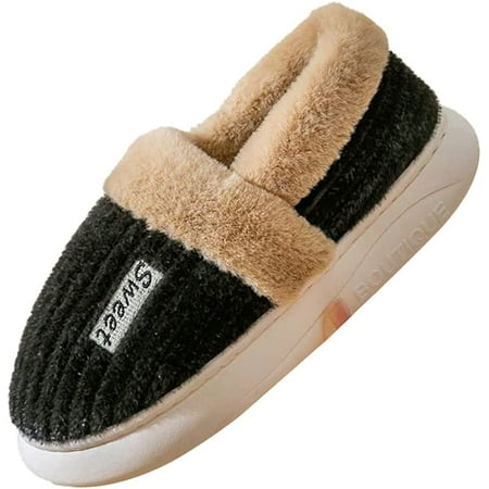 

PIKADINGNIS Men Women Trendy Fluffy Fur House Slippers Soft Warm Wrap Heel Non-slip Sweet Home Shoes Indoor Outdoor for Winter Spring Fall
