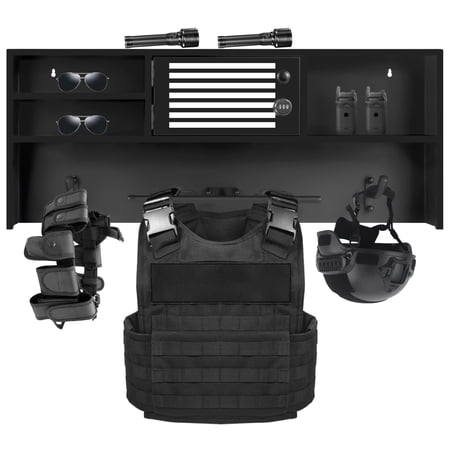 Body Armor Stand with Combination Lock Police Gear Rack Wall Mounted Tactical Duty Hanger for Law Enforcement Storage