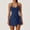 Blue, variant on AEXTO Women's Solid Color Cross-Back Tank Romper & Sports Skirt Set , Yoga, Gym & Tennis-Ready , Fashion Stretch Fabric, Summer Athletic Wear – Cheerleader Style Workout Running Clothes Sporty