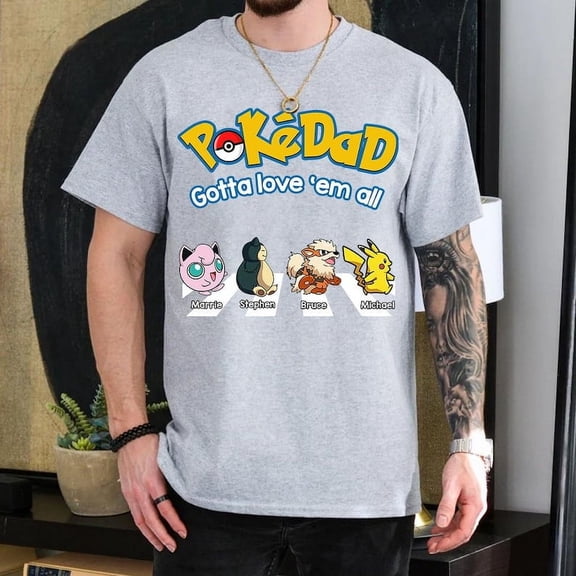 Personalized PokeDad T-Shirt, Men’s Gift for Grandpa, Best Dad Ever Shirt, Funny Father’s Day Tee, PokeDad Father’s Day Gift