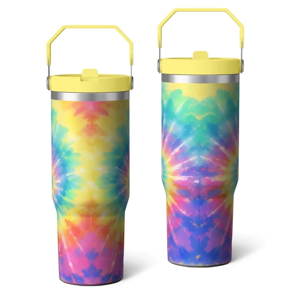 30 Oz Tumbler Colored Tie-dyeing Tumbler with Lid and Straw, Birthday Gift Cup for Friend Women Men Coffee Travel Mug Thanksgiving Day Halloween Christmas Gift Water Bottle