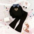 thumbnail image 2 of CAUYDY Toddler Girl Snug and Stylish Set Ribbed Polo Collar Sweatshirt and Comfy Flared Pants for Spring Fall Good For Casual Wear, Holiday, Gathering, Vacation, Daily life and Outgoing(A-G,2-3 Years), 2 of 3