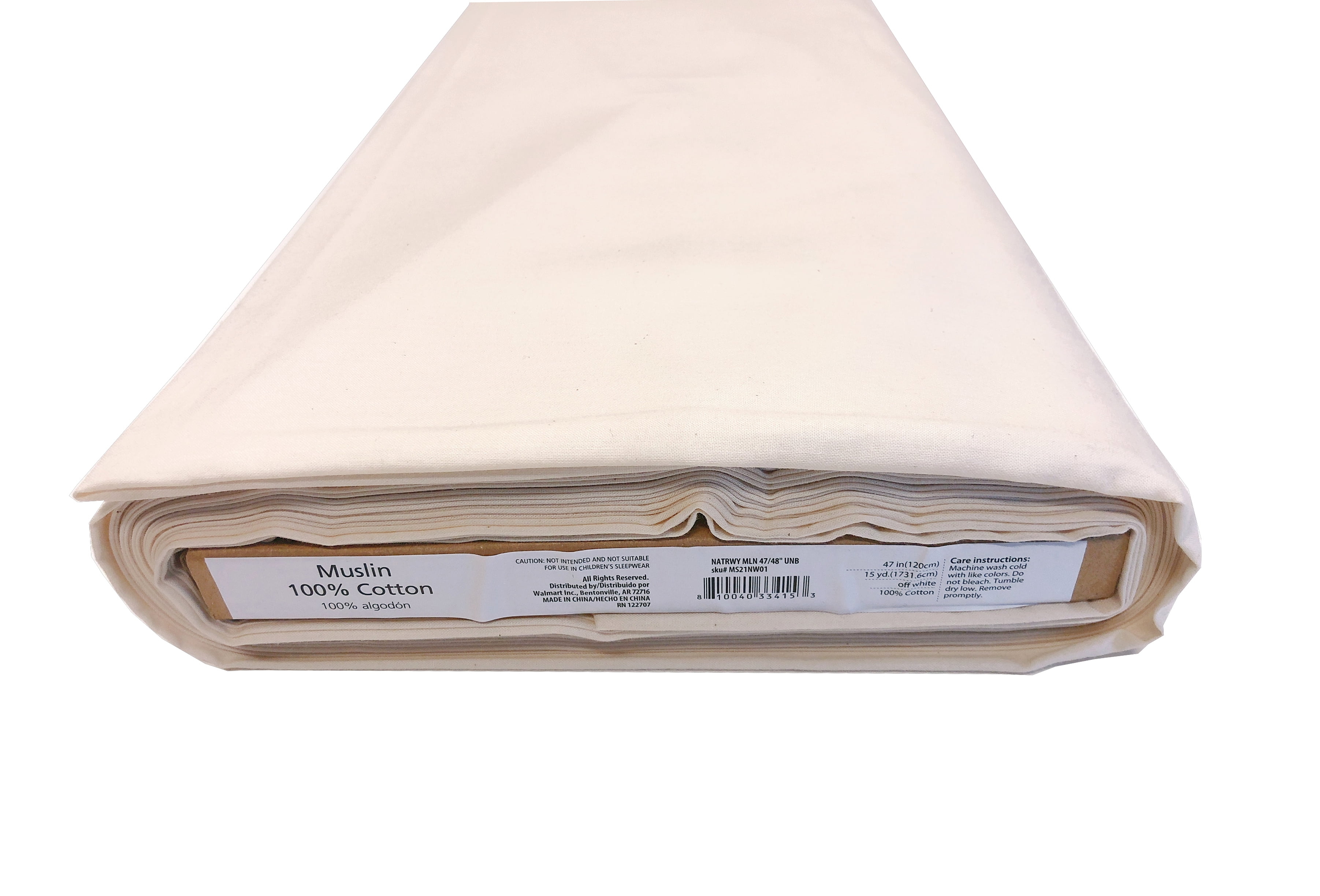 RTC Fabrics 100% Cotton 47/48' Wide Solid Color Natrwy Muslin by the Yard, Unbleached, Off-White