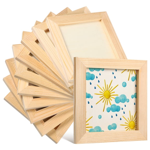 BESTYASH 10- Wooden Photo Frames with Smooth Edges for Craft Projects and Picture Display